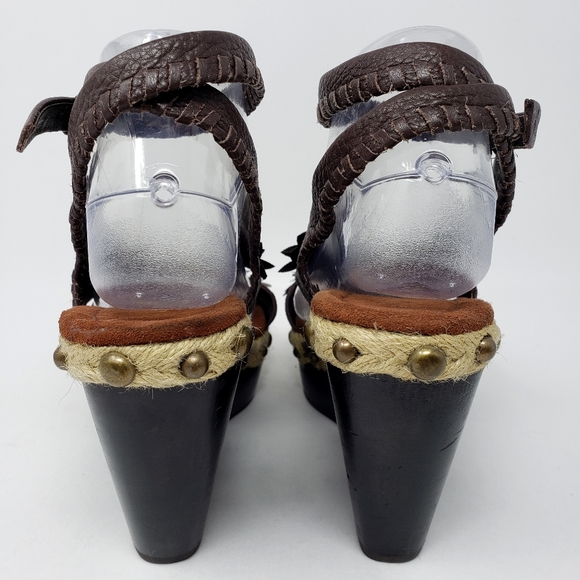 Vintage Sam Edelman Metal Leaves Sandal Wedges - Picture 3 of 12